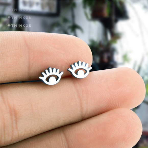 Silver // Mini Evil Eye Earrings - Picture 2 of 4